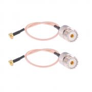 RFaha 2pcs RF coaxial Cable UHF Female SO239 to MCX Male Right Angle Antenna Extender Cable Adapter Connector RG316 20CM(F31-2)