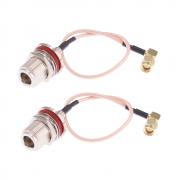 RFaha 2pcs RF coaxial coax cable assembly SMA male right angle to N female bulkhead 8in(F45-2)