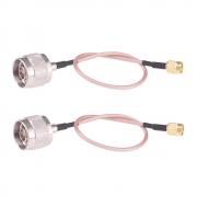 RFaha 2pcs SMA Male to N type Male RF Coax Adapter 20cm 8in RG316 SMA to N Coaxial Connector Cables(F133-2)